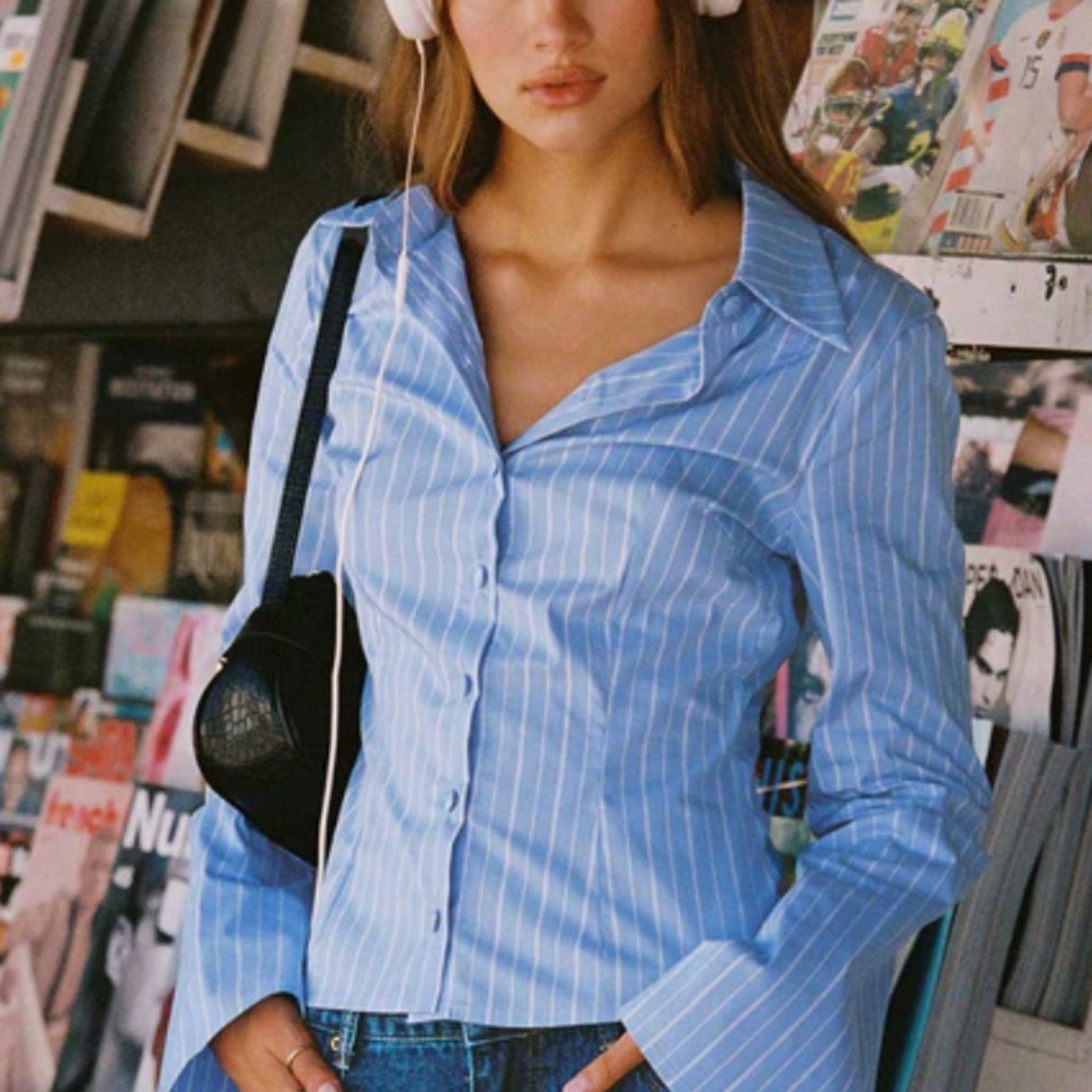 ANNI PINSTRIPE SHIRT BLUE